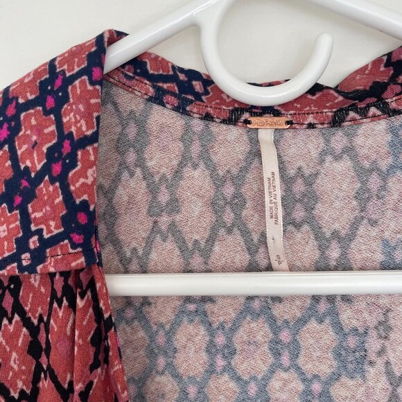 FREE PEOPLE Rhetta wrap mini dress in rusty rose/navy combo - Picture 5 of 8